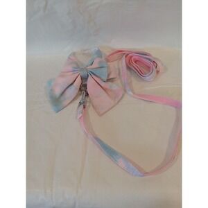 Dog/ Cat Dress with Bow & Leash Set ,Tie Dye Light Pink (XS( D4